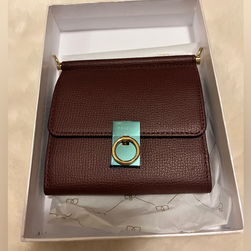 BNIB Polene Numéro Sept Crossbody Wallet - Burgundy Colour - Picture 2 of 5
